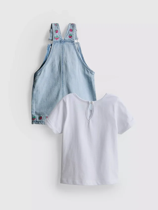 0-36 meses | Conjunto de t-shirt e macacão com bordados de frutas