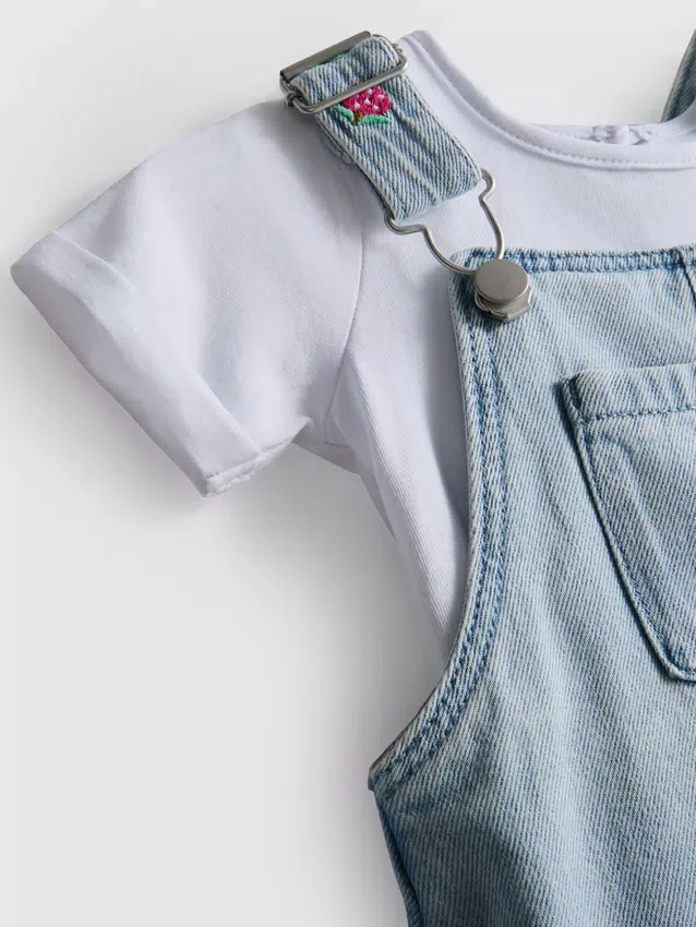 0-36 meses | Conjunto de t-shirt e macacão com bordados de frutas