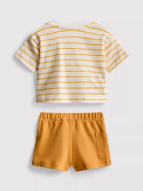 0-36 meses | Conjunto de t-shirt larga e calções