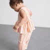 0-36 meses | Conjunto de top com peplum às riscas e calças