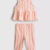 0-36 meses | Conjunto de top com peplum às riscas e calças