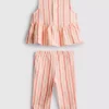 0-36 meses | Conjunto de top com peplum às riscas e calças
