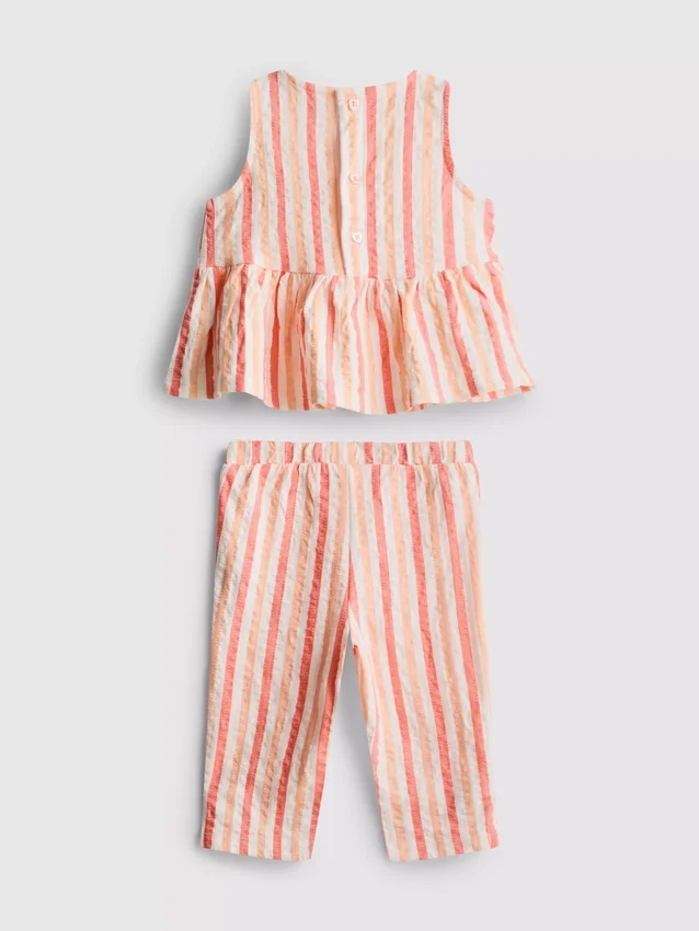 0-36 meses | Conjunto de top com peplum às riscas e calças