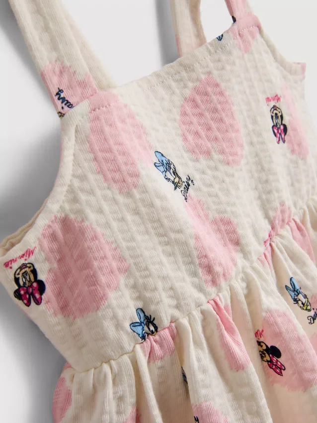 0-36 meses | vestido tipo smock texturado da Minnie Mouse e da Margarida da Disney