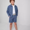 1,5-12 anos | Calções chino com cinto em mistura de linho da coleção «The Edit»