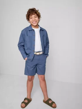 1,5-12 anos | Calções chino com cinto em mistura de linho da coleção «The Edit»
