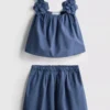 1,5-12 anos | Conjunto da The Edit composto por blusa e saia com apliques florais em mistura de linho