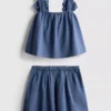 1,5-12 anos | Conjunto da The Edit composto por blusa e saia com apliques florais em mistura de linho