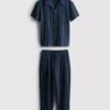 1,5-12 anos | Conjunto de camisas e calças com riscas texturadas em algodão da The Edit