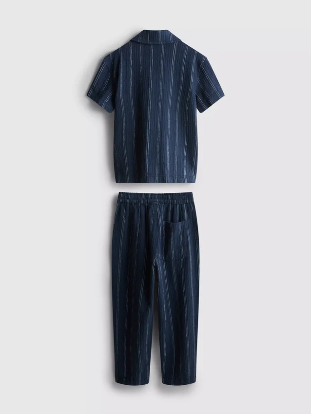 1,5-12 anos | Conjunto de camisas e calças com riscas texturadas em algodão da The Edit