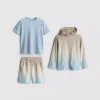 1,5-7 anos | Conjunto de 3 peças: t-shirt desportiva, calções e camisola com capuz