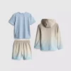 1,5-7 anos | Conjunto de 3 peças: t-shirt desportiva, calções e camisola com capuz