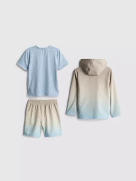 1,5-7 anos | Conjunto de 3 peças: t-shirt desportiva, calções e camisola com capuz