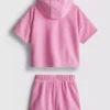 1,5-7 anos | Conjunto de camisola com capuz e calções de banho em tecido de toalha