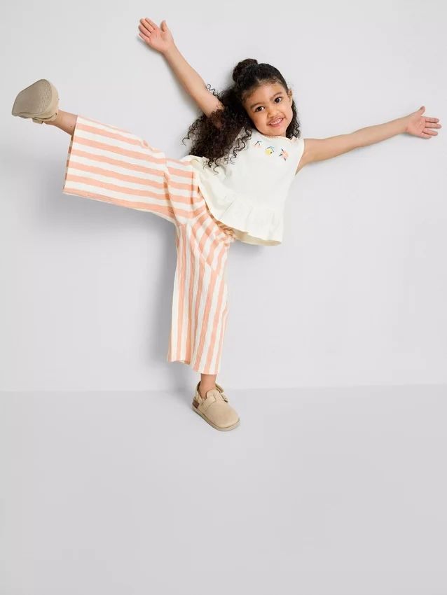 1,5-8 anos | Conjunto de blusa com peplum bordado e calças