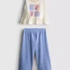 1,5-8 anos | Conjunto de blusa com peplum bordado e calças