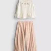 1,5-8 anos | Conjunto de blusa com peplum bordado e calças