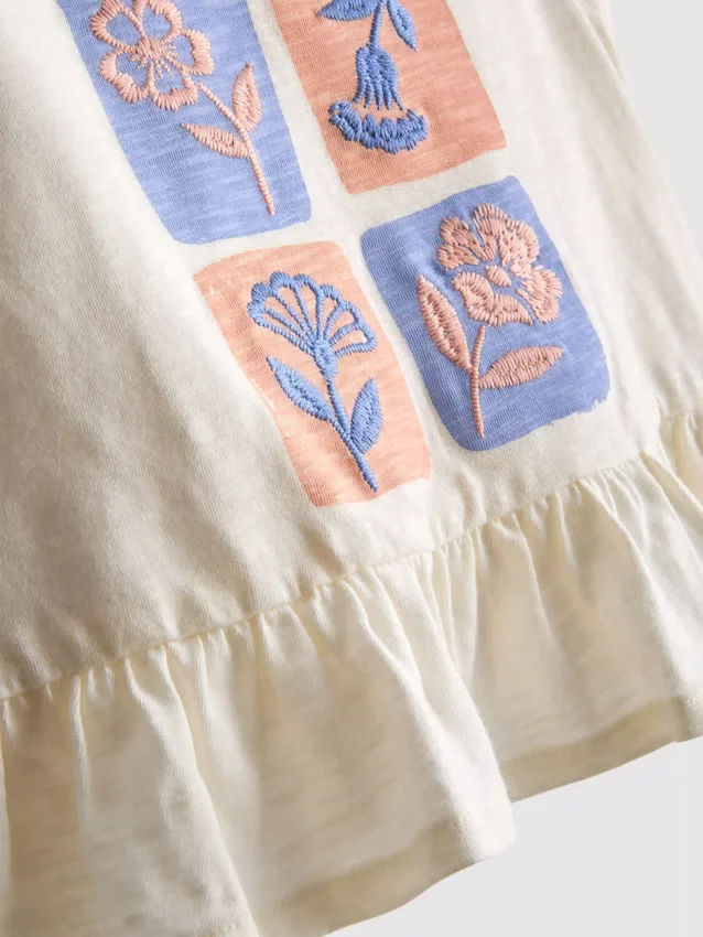 1,5-8 anos | Conjunto de blusa com peplum bordado e calças
