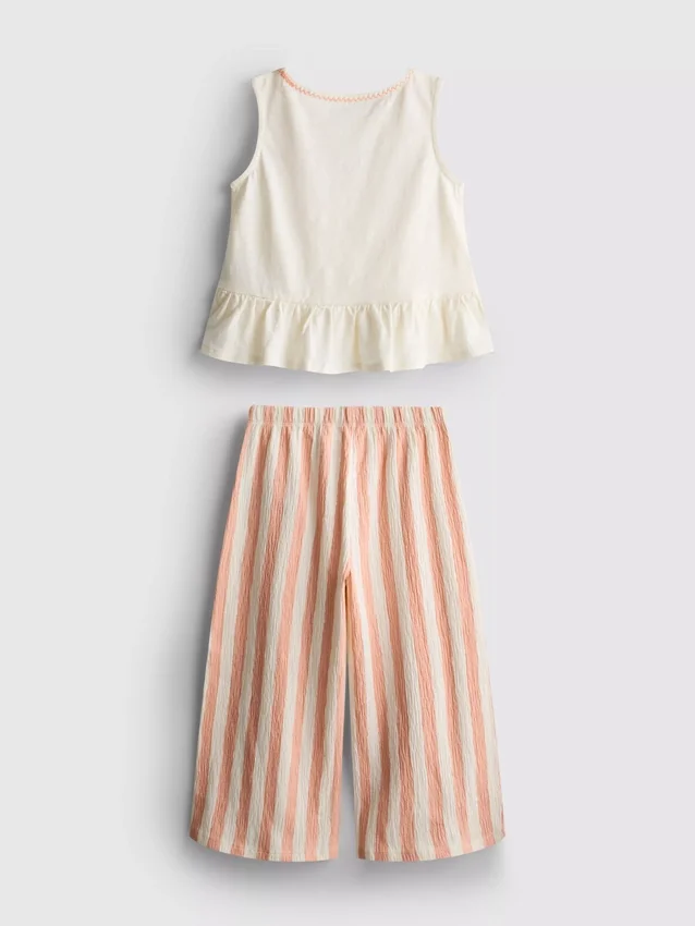 1,5-8 anos | Conjunto de blusa com peplum bordado e calças