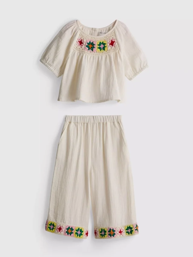 1,5-8 anos | Conjunto de blusa e calças em croché