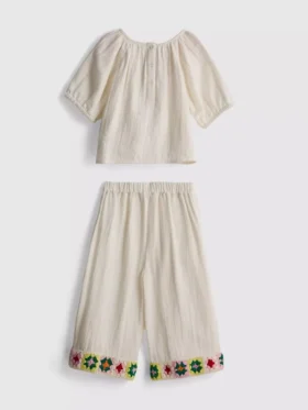 1,5-8 anos | Conjunto de blusa e calças em croché