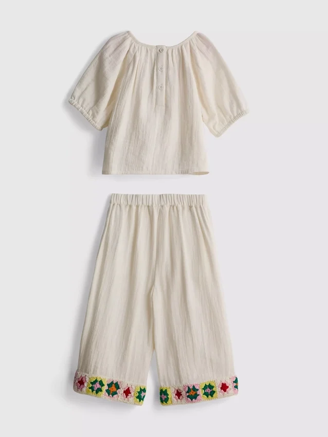 1,5-8 anos | Conjunto de blusa e calças em croché