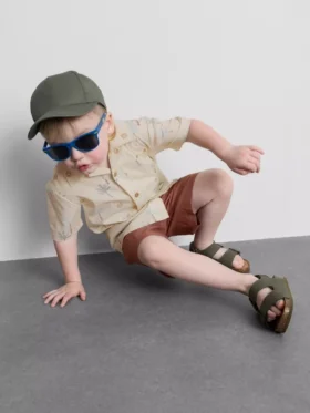 1,5-8 anos | Conjunto de camisa e calções em algodão slub