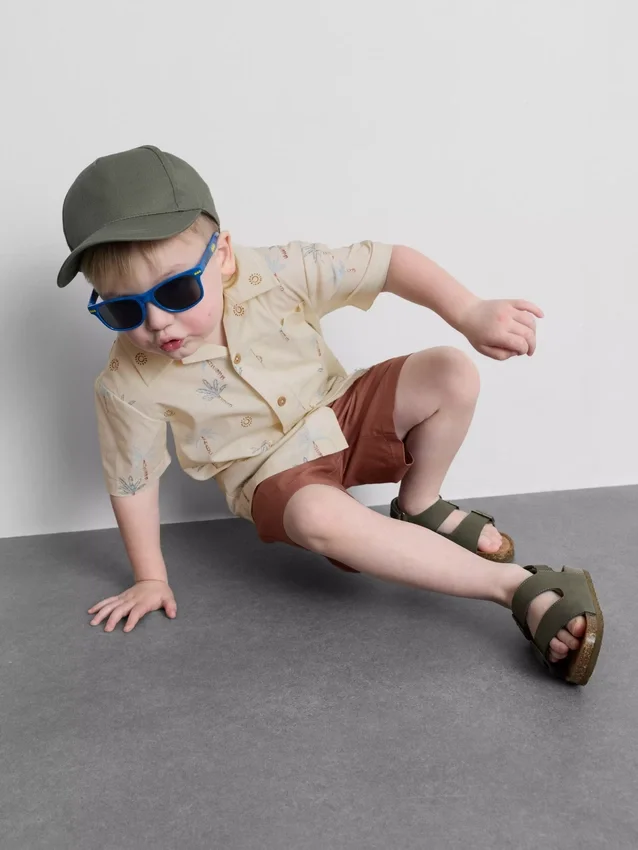 1,5-8 anos | Conjunto de camisa e calções em algodão slub