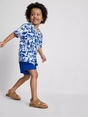 1,5-8 anos | Conjunto de camisa e calções em algodão slub