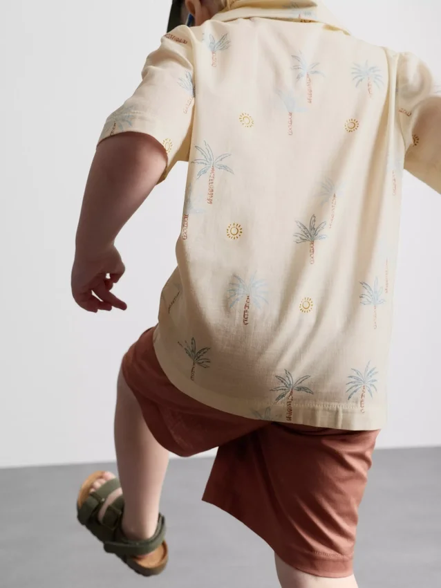1,5-8 anos | Conjunto de camisa e calções em algodão slub