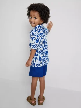 1,5-8 anos | Conjunto de camisa e calções em algodão slub