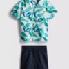 1,5-8 anos | Conjunto de camisa e calções em algodão slub