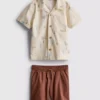 1,5-8 anos | Conjunto de camisa e calções em algodão slub