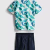 1,5-8 anos | Conjunto de camisa e calções em algodão slub