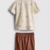 1,5-8 anos | Conjunto de camisa e calções em algodão slub