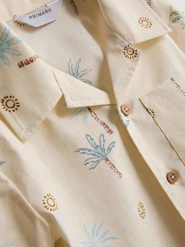 1,5-8 anos | Conjunto de camisa e calções em algodão slub