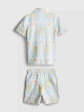 1,5-8 anos | Conjunto de camisas e calções estampados com textura