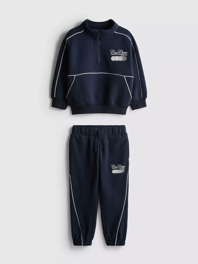 1,5-8 anos | Conjunto de camisola com gola em funil e calças de fato de treino