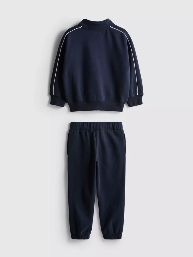 1,5-8 anos | Conjunto de camisola com gola em funil e calças de fato de treino