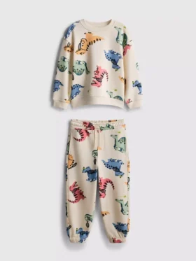 1,5-8 anos | Conjunto de camisola e calças de treino com estampado de dinossauros