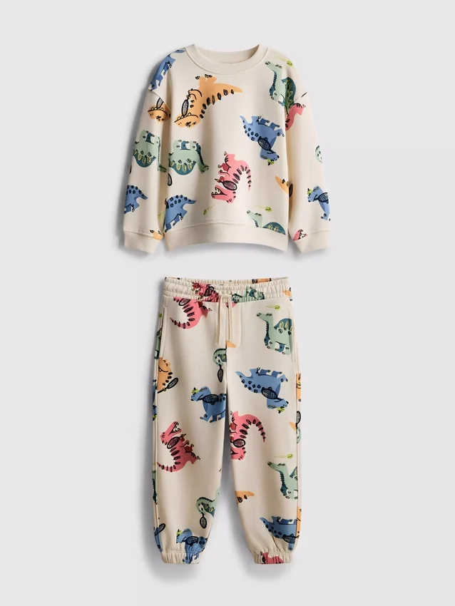 1,5-8 anos | Conjunto de camisola e calças de treino com estampado de dinossauros