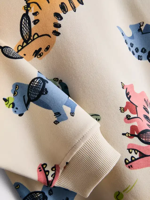 1,5-8 anos | Conjunto de camisola e calças de treino com estampado de dinossauros