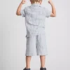 1,5-8 anos | Conjunto de camisola e calções de malha às riscas