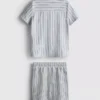 1,5-8 anos | Conjunto de camisola e calções de malha às riscas