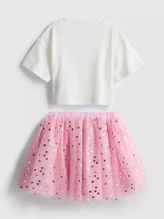 1,5-8 anos | Conjunto de t-shirt com estampado de unicórnio e saia tutu