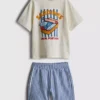 1,5-8 anos | Conjunto de t-shirt e calções com motivo de sardinhas