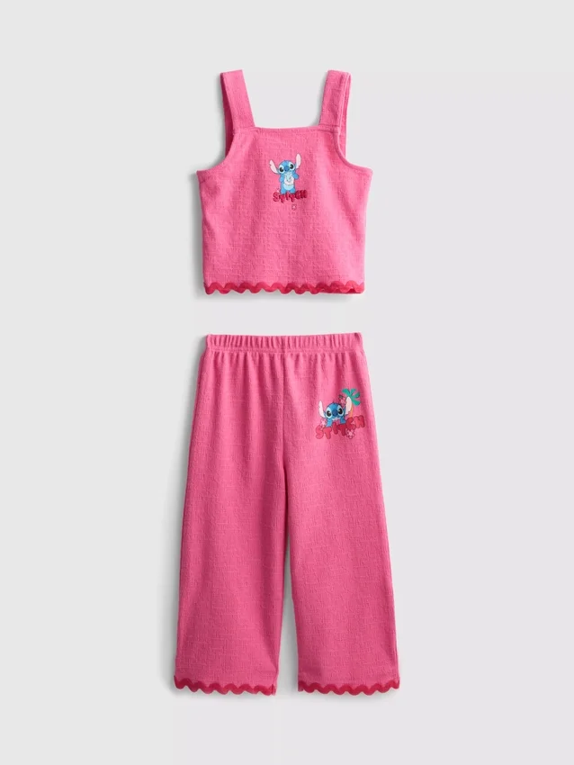 1,5-8 anos | Conjunto de top e calças com ric rac do Stitch da Disney
