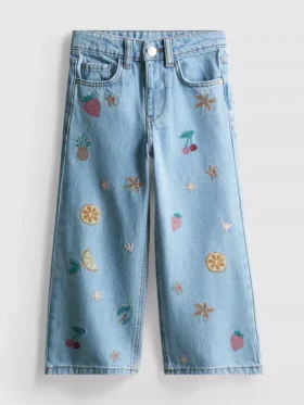 1,5-8 anos | Jeans com bordados de frutas