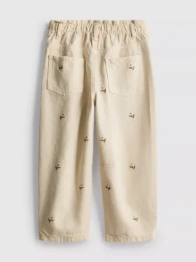 1,5-8 anos | Jeans tipo «paperbag» com bordado floral