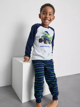 1,5-8 anos | pijama de malha polar com padrão de dinossauros
